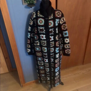 Elegant Black Multicolor Crochet Cape